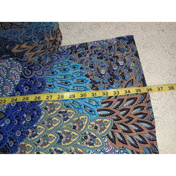 Boho Women's Dress Size Large Multicolored Peacock Stretch Split Flare Sleeve - Picture 7 of 9